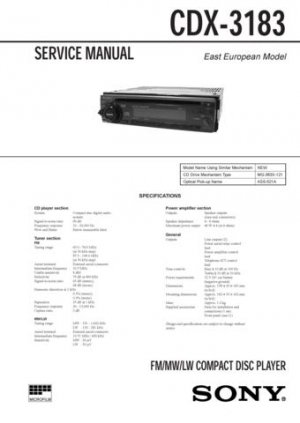 Sony CDX3183 CDX-3183 Service Manual