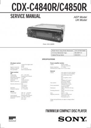 Sony CDXC4840R CDX-C4840R CDXC-4840R Service Manual