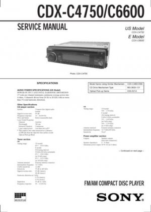 Sony CDXC6600 CDX-C6600 CDXC-6600 Service Manual