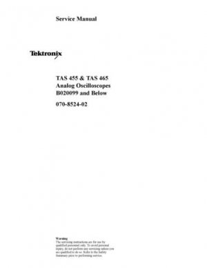 Tektronix TAS455 TAS-455 Below B02 Service Manual