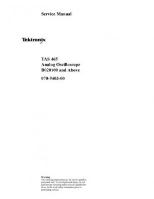 Tektronix TAS465 TAS-465 Above B02 Service Manual