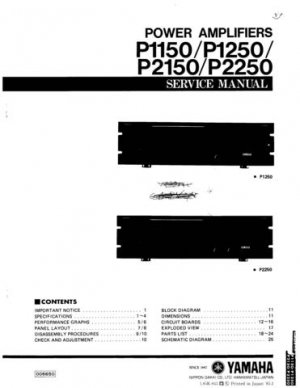 Yamaha P2250 P-2250 Service Manual