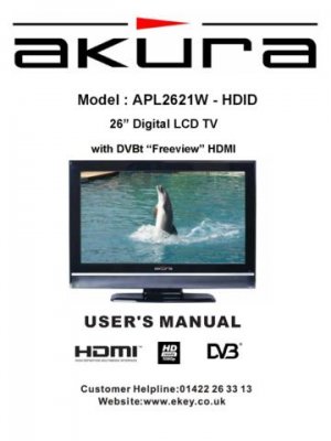 Akura APL2621W-HDID Television Operating Guide