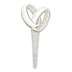 Double Ring SILVER or GOLD Sparkle Plastic Cupcake Picks 48 or 96 PK Wedding