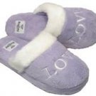 FUZZY Lavender Love SMILEY SlipOn Slippers Ladies NEW