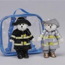 BTG Fireman Silver and Black Collectable Dress Up 8" Bears in Clear Backpack
