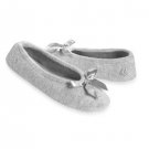 Ladies Isotoner GRAY Terry Ballet Style Slippers NEW Sturdy sole