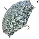 Ladies Animal Print ZEBRA Black White Trim Stick Umbrella Auto Open 46" Arc