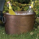 Large Copper colored Vine  Imprint Beverage / Storage Tub with Handles Decor