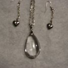 Clear Glass Pendent w/Earrings