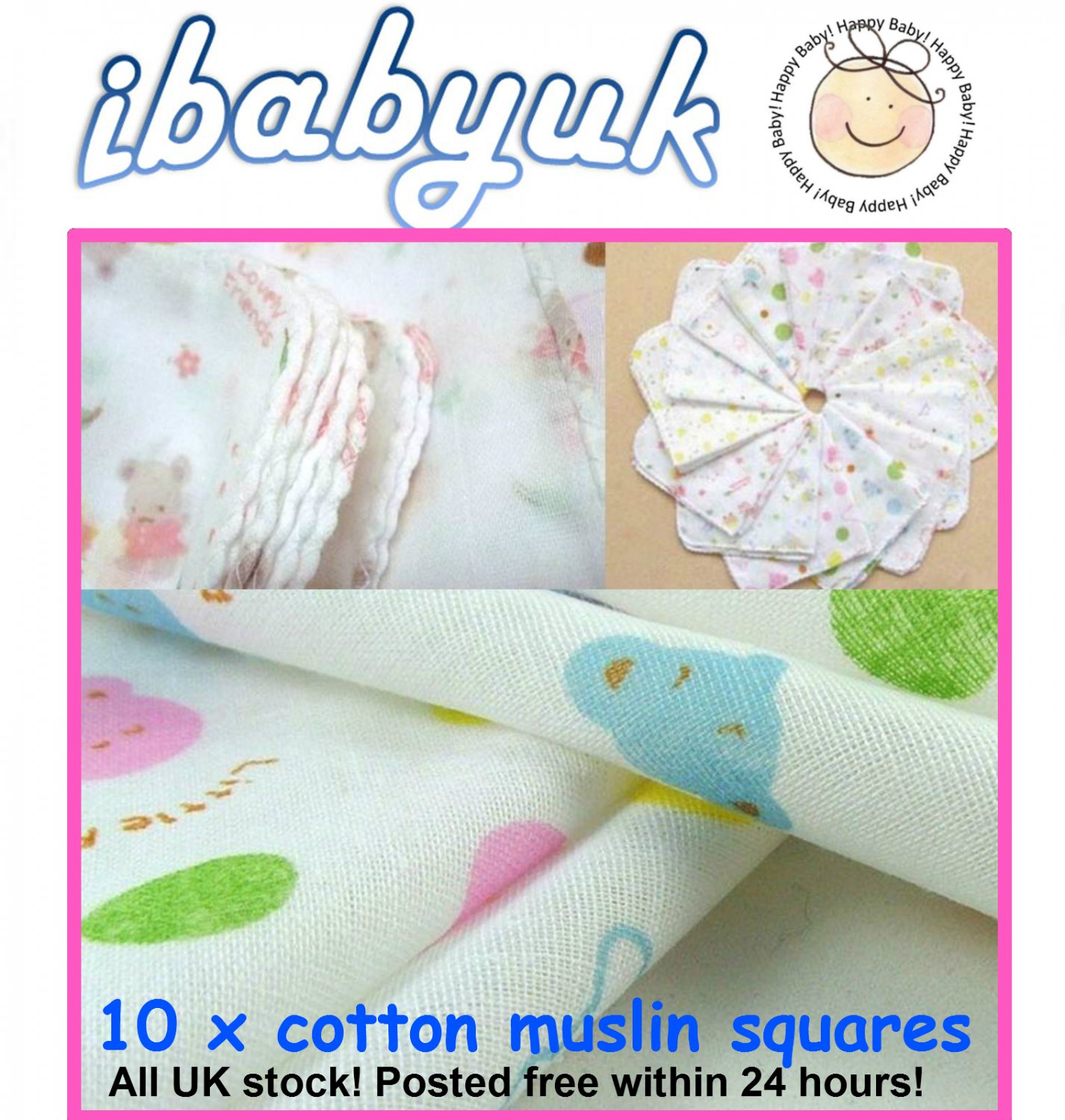 10 x baby muslin squares cloths bibs soft 100 cotton 30cm x 30cm