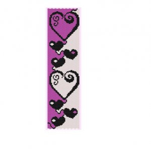 Handmade Heart Chain 2 Drop Even Peyote Stitch Bracelet