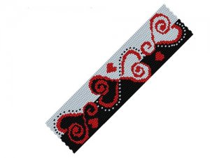 HALF HEARTED RED Handmade Beaded Bracelet