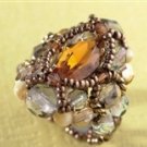 Handmade Beaded Courtly Ring (Topaz)