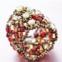 Handmade Beaded Manchette Ring (Red)
