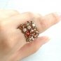 Handmade Beaded Manchette Ring (Red)