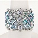 Handmade Beaded Manchette Ring (Blue)