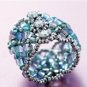 Handmade Beaded Manchette Ring (Blue)