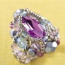 Handmade Beaded Courtly Ring (Amethyst)