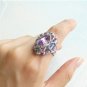 Handmade Beaded Courtly Ring (Amethyst)