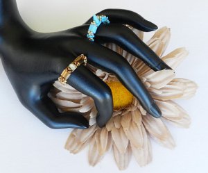 1- Handmade Beaded Spike Tila Ring