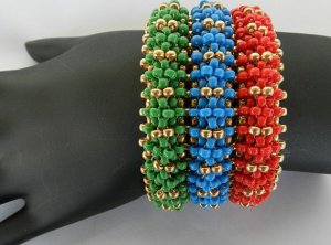 1- Handmade Beaded Triple Stack Bracelet