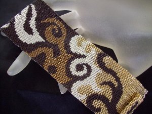 Handmade Beaded Metallic Flames Peyote Bracelet