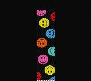 Handmade Beaded Smiley Peyote Cuff Bracelet