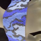 Handmade Beaded Camouflage Blue Peyote Bracelet Cuff
