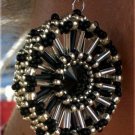 Handmade Beaded Jet Wheel Earrings