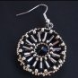 Handmade Beaded Jet Wheel Earrings