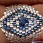Handmade Beaded Silver Blue Ring