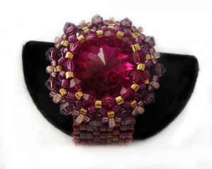 Handmade Beaded Pink Bling Ring