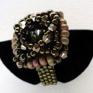 Handmade Beaded Green Rivoli Ring