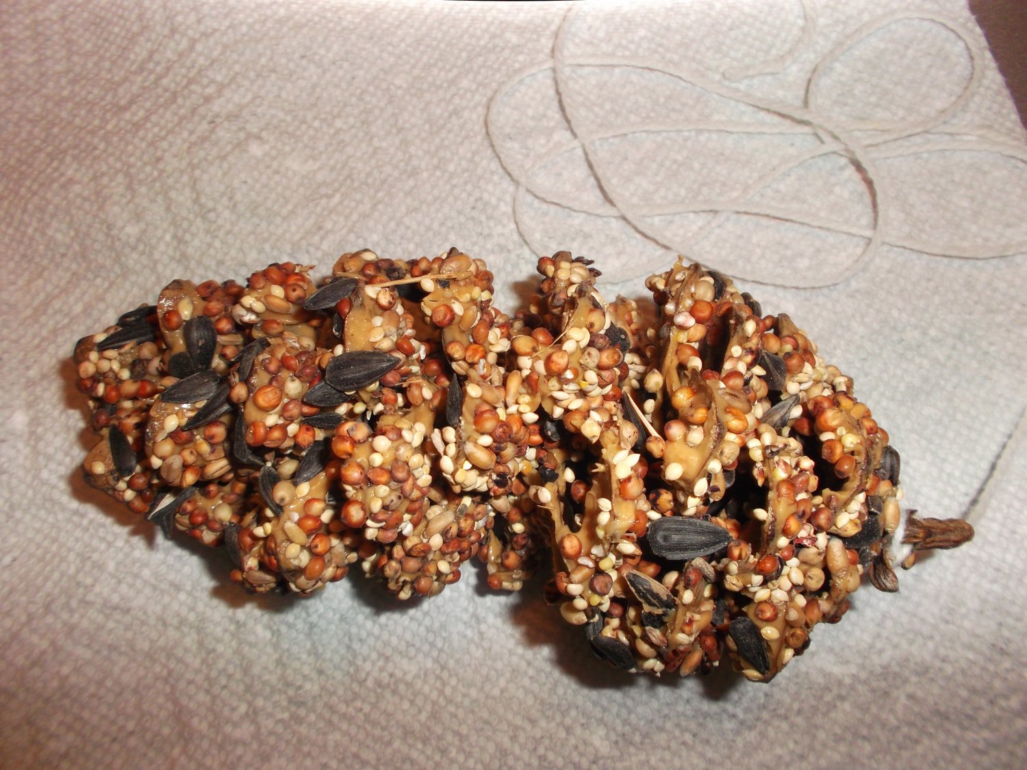 Handmade Peanut Butter & Bird Seed Pine Cone Feeder