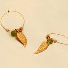 ON SALE Gold Filled Hoop Earrings - Leaf Earrings - Floral Jewelry