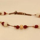 ON SALE Silver Bracelet With a Touch of Swarovski Balls, Pearls And Garnet - Gemstone Jewelry