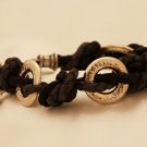 ON SALE Grey-Black Leather Bracelet -  - Leather Jewelry - Metal Jewelry - Circle Jewelry