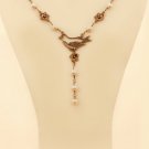 Bird & Flower Silver Necklace  Nature Jewelry - Pearl Jewelry - Gemstone Jewelry - Elegant Jewelry
