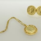 ON SALE Gold Ancient Roman Jewelry Set - Necklace & Earrings