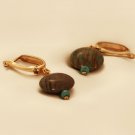 ON SALE Gold Filled Earrings With Round Malkit Stone - Gemsone Jewelry - Circle Jewelry