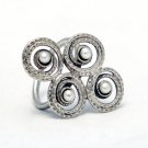 ON SALE Silver Snail Pearls Ring - Elegant Jewelry - Gemstone Jewelry