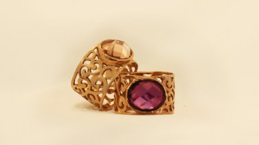 ON SALE Gemstone Gold Lace Ring - Citrine Jewelry - Amethyst Jewelry - Wedding Ring