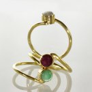 ON SALE Set Of 3 Gold Plated Gemstone Rings - Delicate Jewelry - Elegant Jewelry