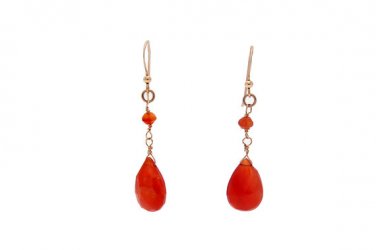 ON SALE Beautiful Orange Carniola Teardrop Earrings - Gold Filled Jewelry - Gemstone Jewelry