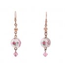 ON SALE Pink Murano Earrings - Glass Jewelry - Crystal Jewelry - Rose Jewelry