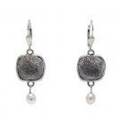 ON SALE Silver Squares Earrings - Elegant Jewelry - Pearl Jewelry - Evening Jewelry
