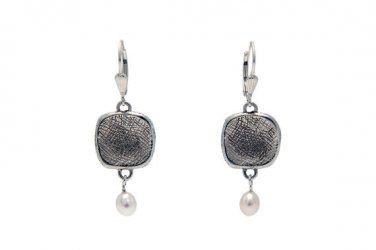 ON SALE Silver Squares Earrings - Elegant Jewelry - Pearl Jewelry - Evening Jewelry