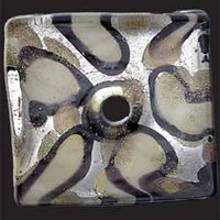 Deluxe Glass Pendant - Square Black/Silver x 3