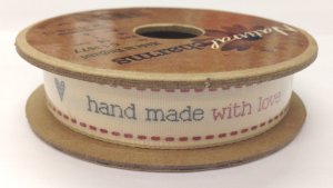 Berisford Mini Reel Natural Charms C13677-1 "Handmade with Love" 15mm x 4m